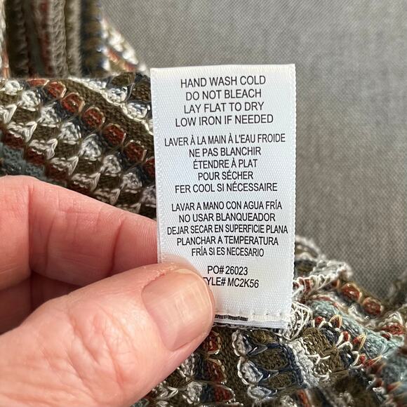 Bobeau Olive Green Multi Striped Knit Open Duster Cardigan Sweater Small NWOT - Picture 11 of 13